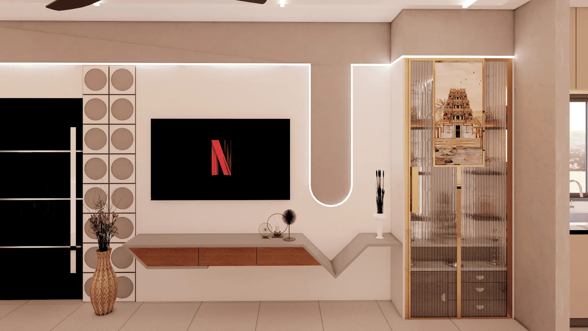 Luxury TV Unit Interiors — Commercial project in Vijayawada